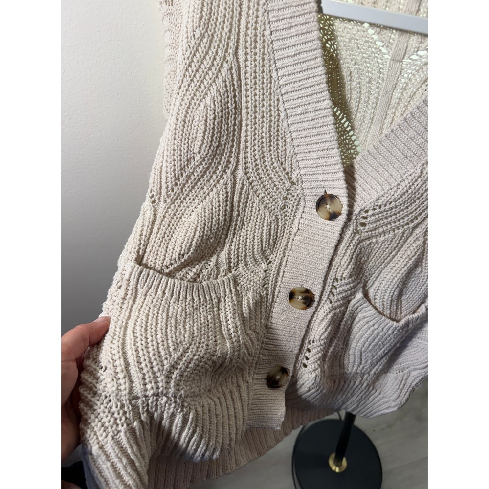 Madewell cardigan pointelle bone neutral 3 button essential knitwear capsule SM - Picture 5 of 8